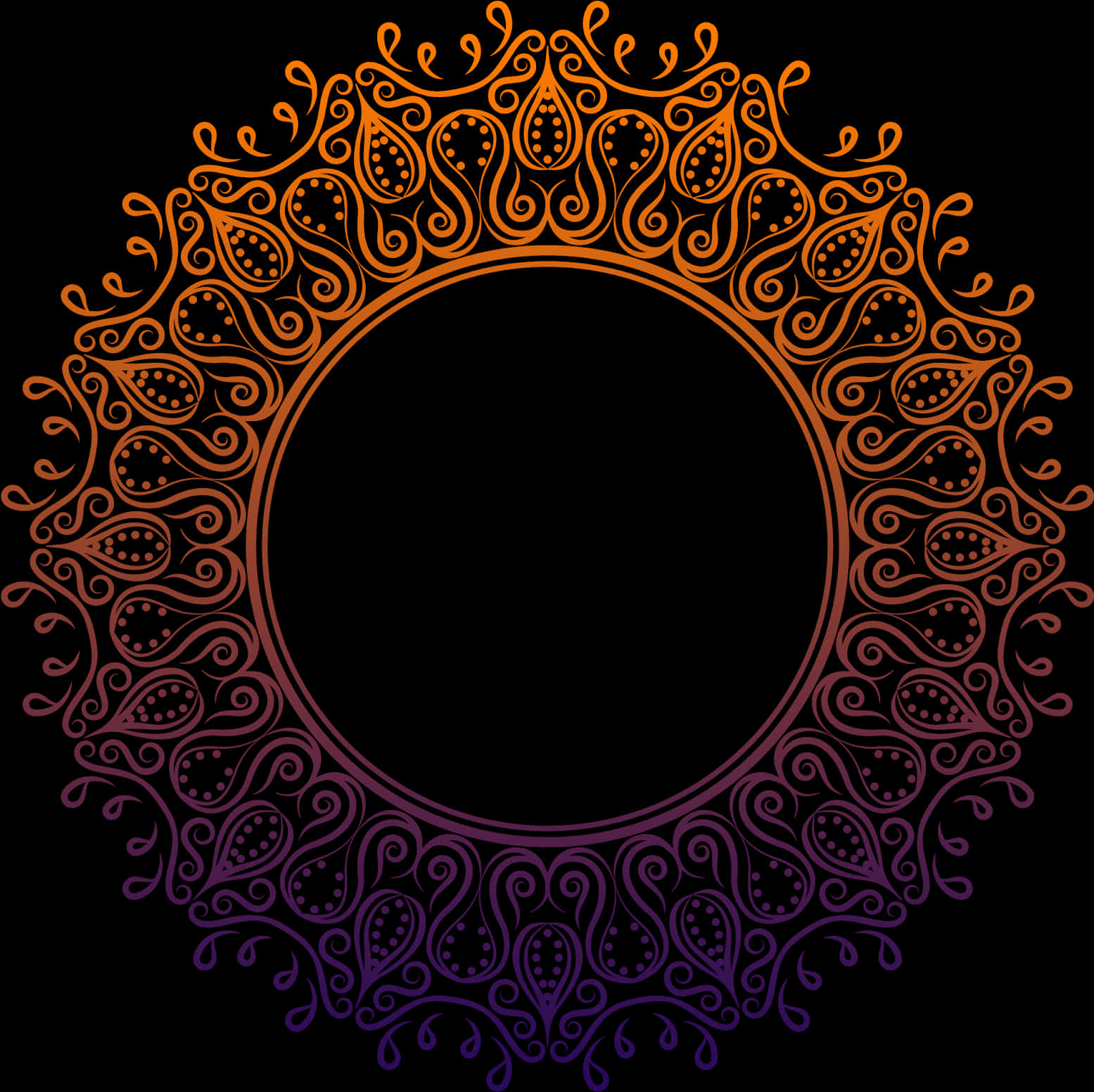 Ornate Circular Flame Border Design