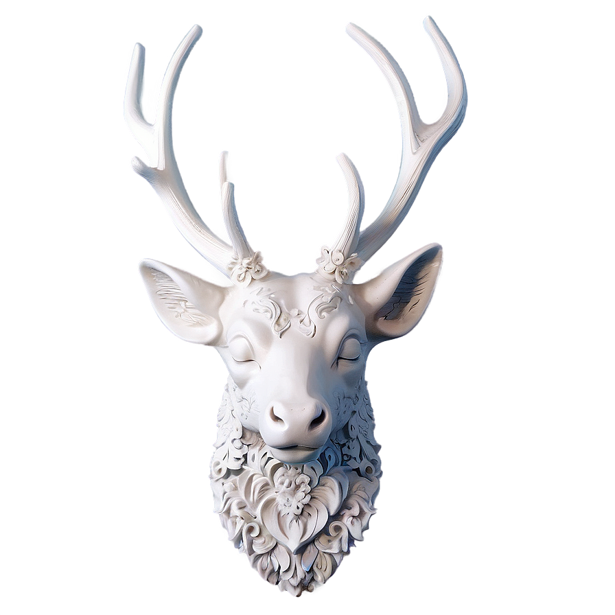 Ornate Deer Head Sculpture Png Qbf63