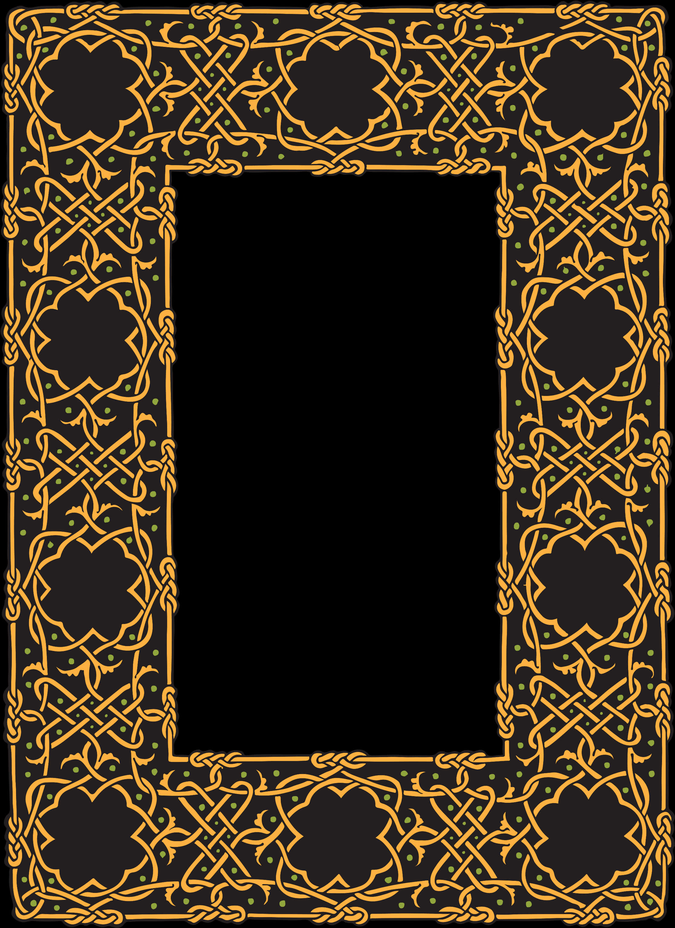 Ornate Golden Celtic Frame PNG image with a transparent background, free high-resolution download