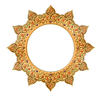 Ornate Golden Floral Frame PNG with transparent background