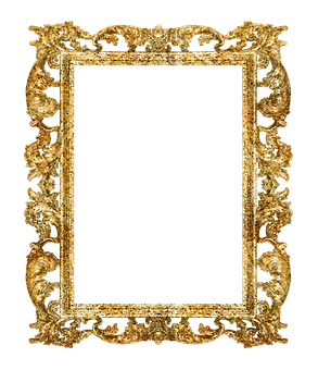 Ornate Golden Frame Black Background