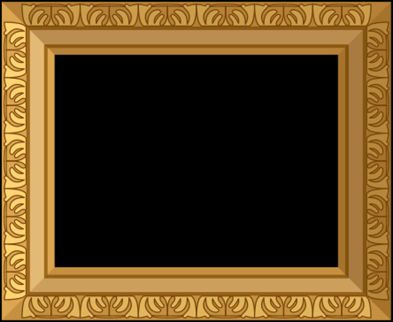 Ornate Golden Frame Black Background