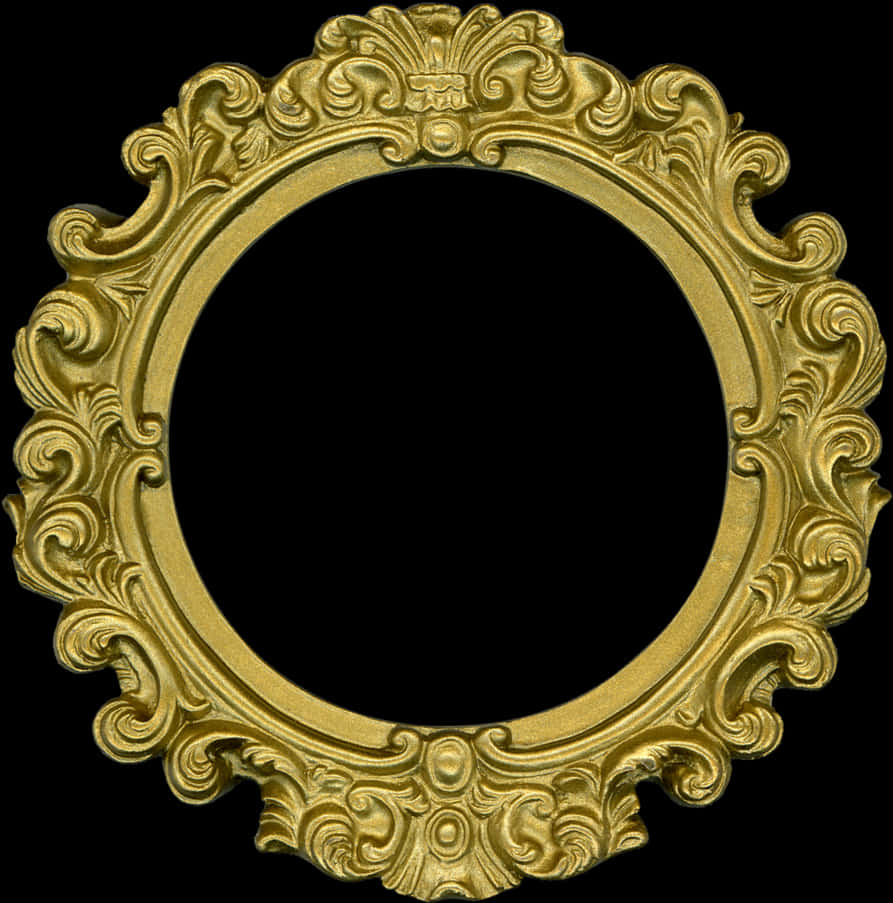 Ornate Golden Round Frame