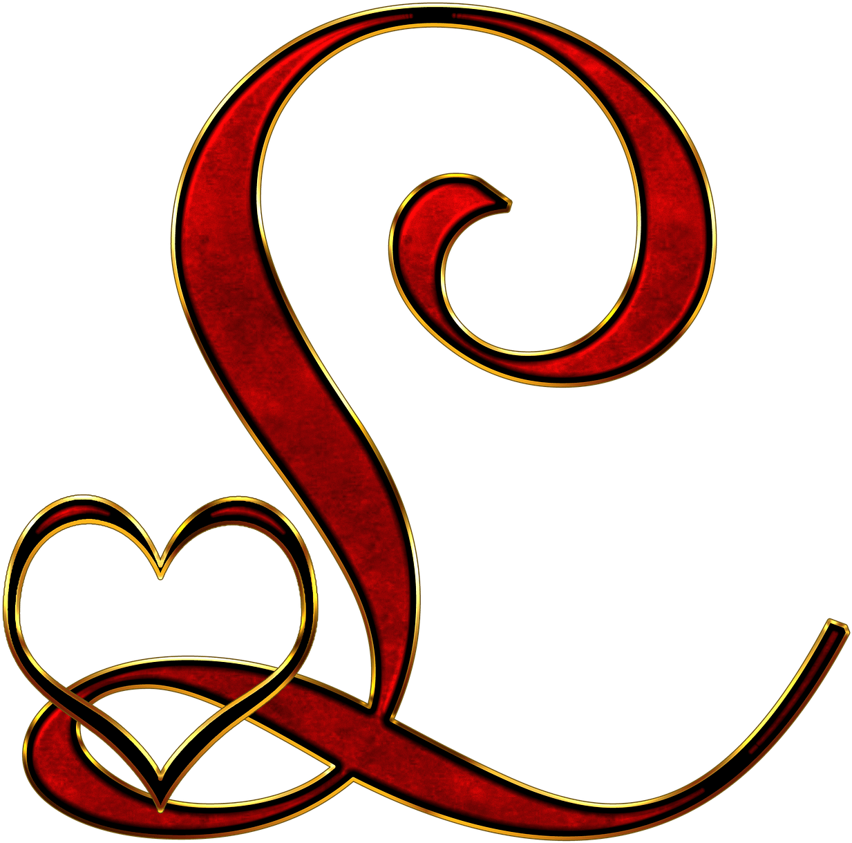 Ornate Letter Lwith Heart Design