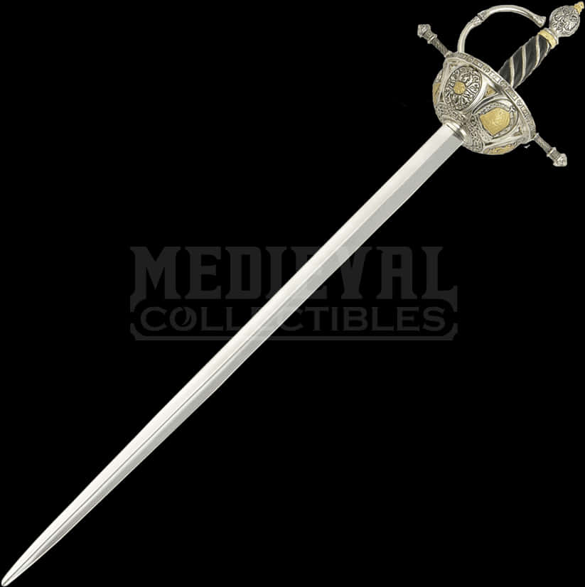 Ornate Medieval Sword Black Background