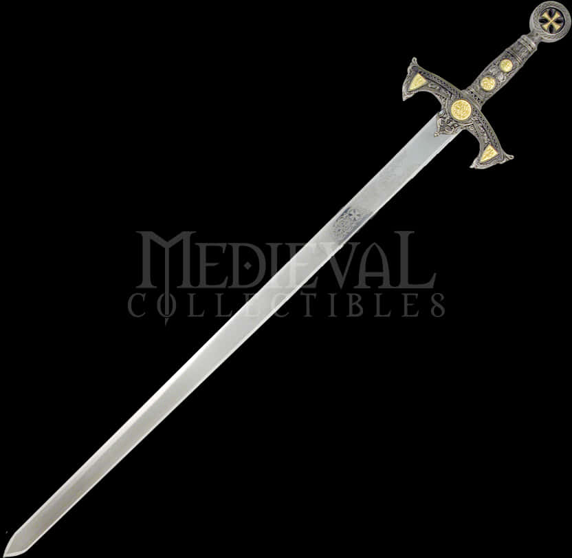 Ornate Medieval Sword Black Background