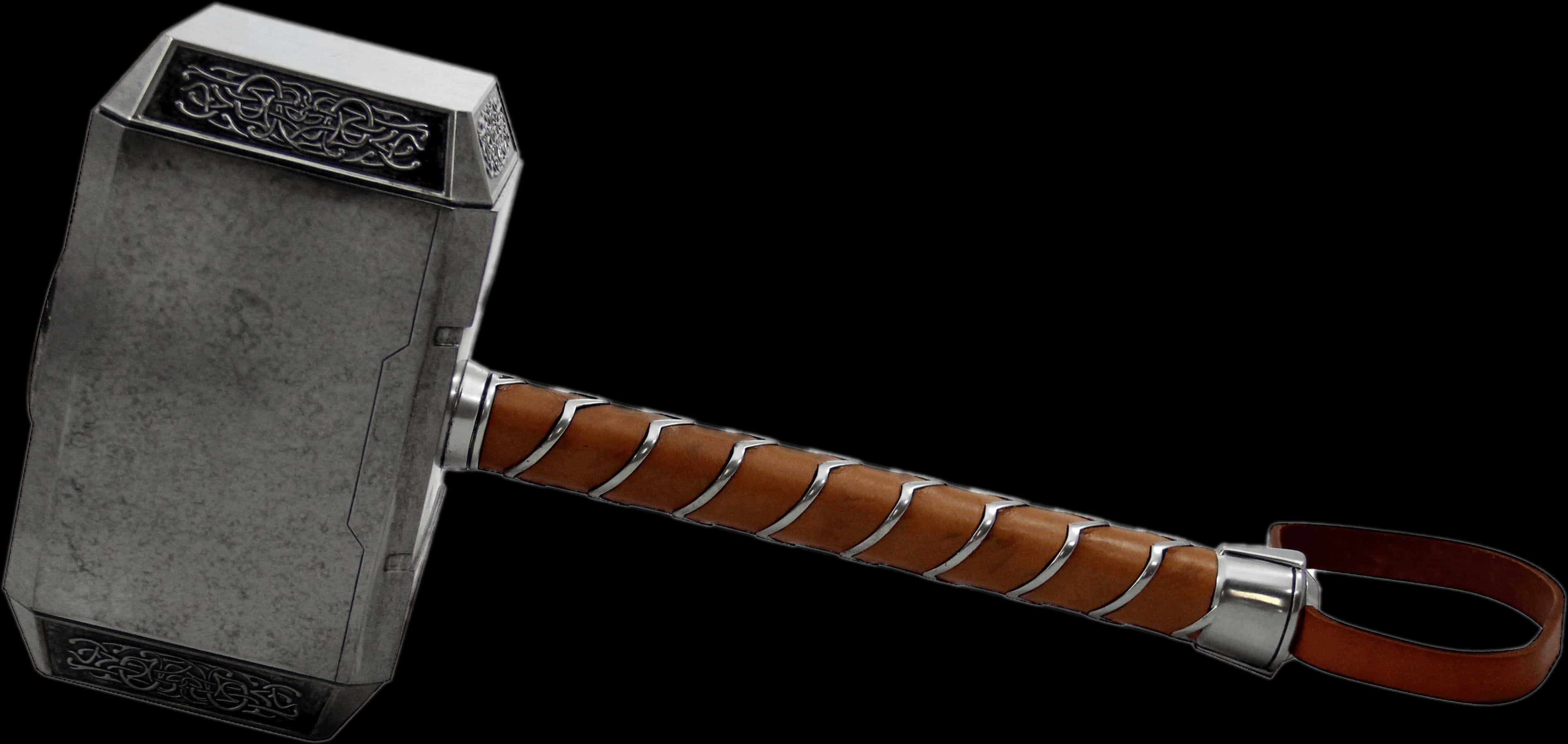 Ornate Thor Hammer Replica PNG image with a transparent background, free high-resolution download