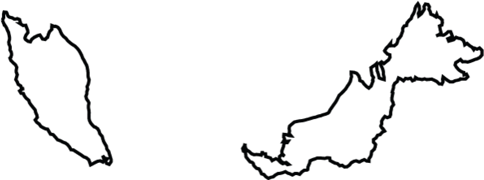 Outline Mapof Malaysia PNG with transparent background