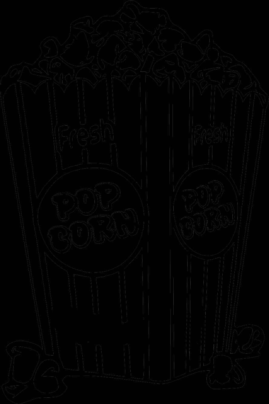 Outlined Popcorn Box Clipart