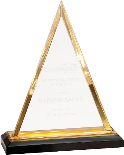 Imp801g Gold Triangle Acrylic Award Base 7 - Gold Triangle Impress Acrylic Award (8') Quantity(6) PNG image with a transparent background, free high-resolution download
