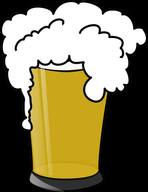 Overflowing Beer Glass Cartoon PNG with transparent background