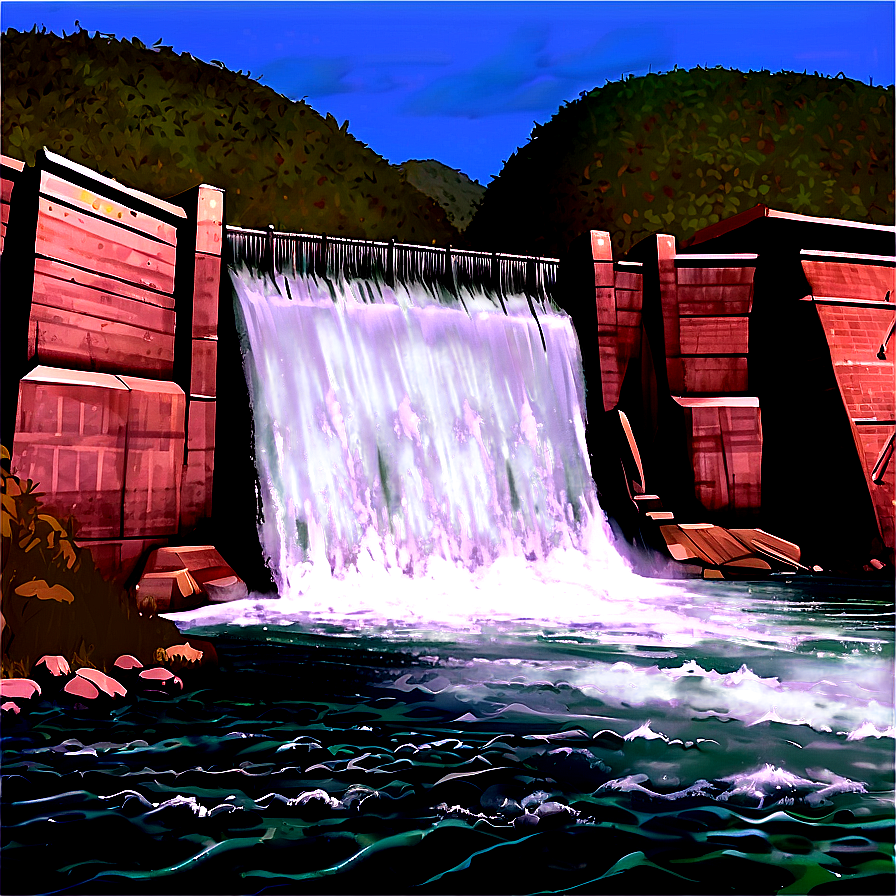 Overflowing River Dam Scenery Png Htu17