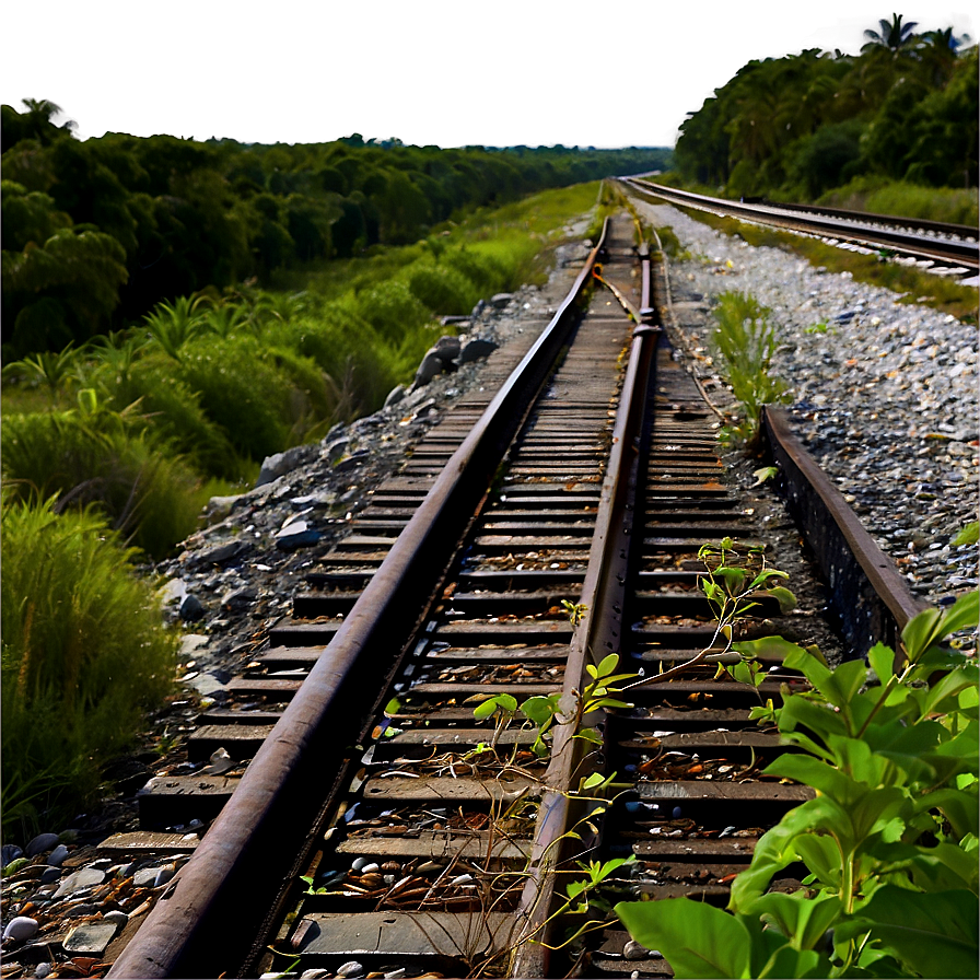 Overgrown Vegetation Railroad Tracks Png 06122024