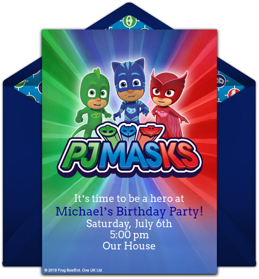 P J Masks Birthday Invitation Template