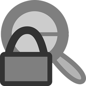 Padlockand Magnifying Glass Icon PNG with transparent background