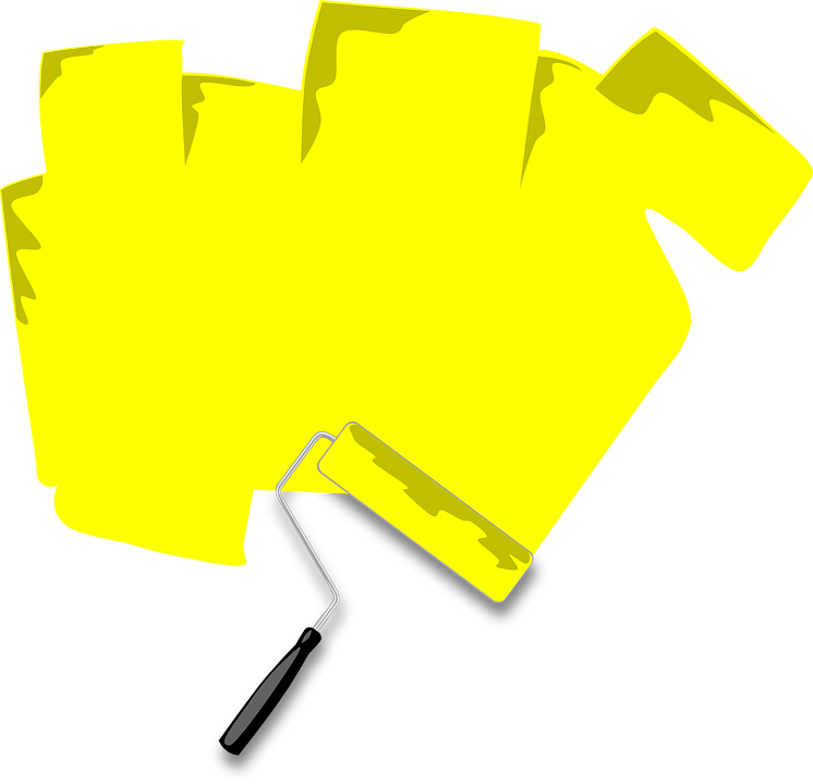 Paint Rollerand Yellow Paint PNG with transparent background