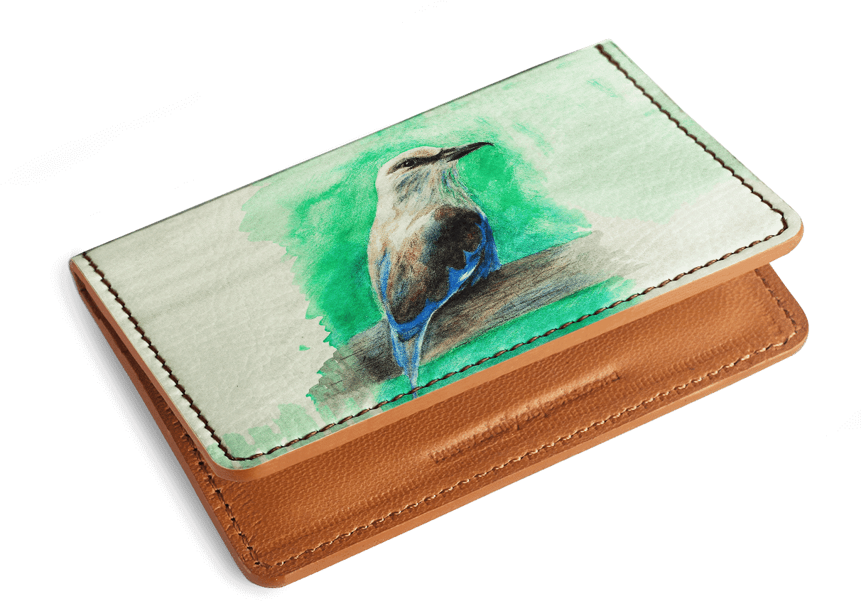 Painted Bird Leather Wallet