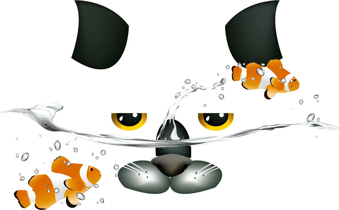 Painted Cats And Vector Goldfish Free Transparent Image - Clip Art, HD Png Download PNG with transparent background