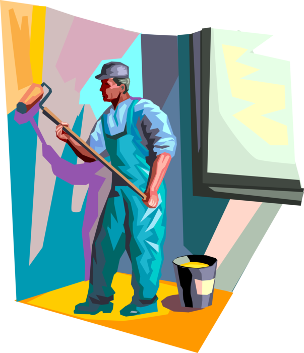 Painter At Work Vector Illustration PNG with transparent background