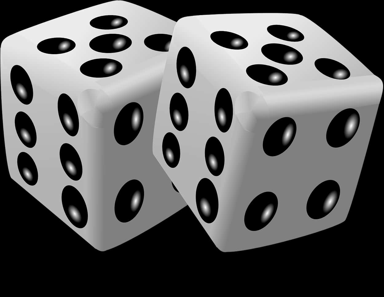 Pairof White Dice Black Dots PNG image with a transparent background, free high-resolution download