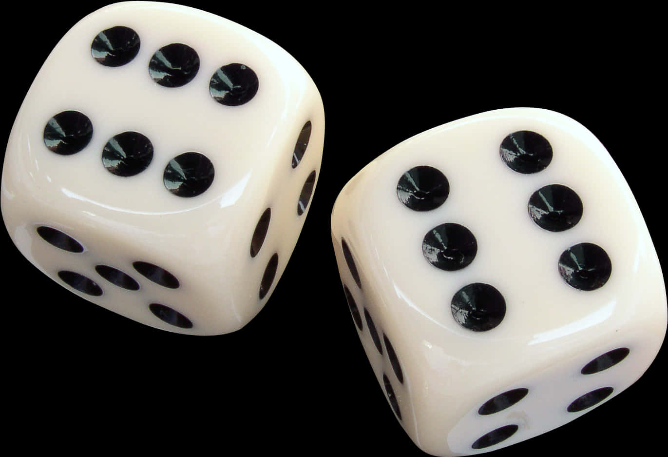 Pairof White Dice Black Dots PNG image with a transparent background, free high-resolution download