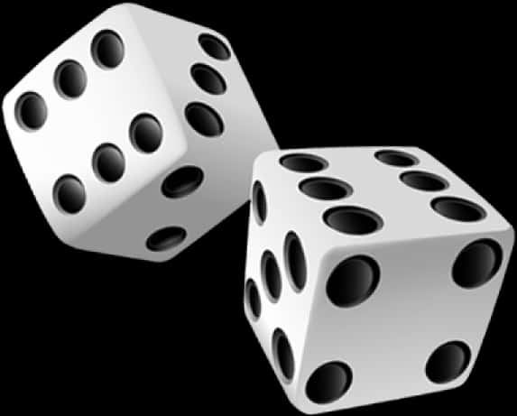 Pairof White Dice3 D Illustration PNG image with a transparent background, free high-resolution download