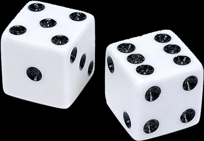 Pairof White Dicewith Black Dots PNG with transparent background