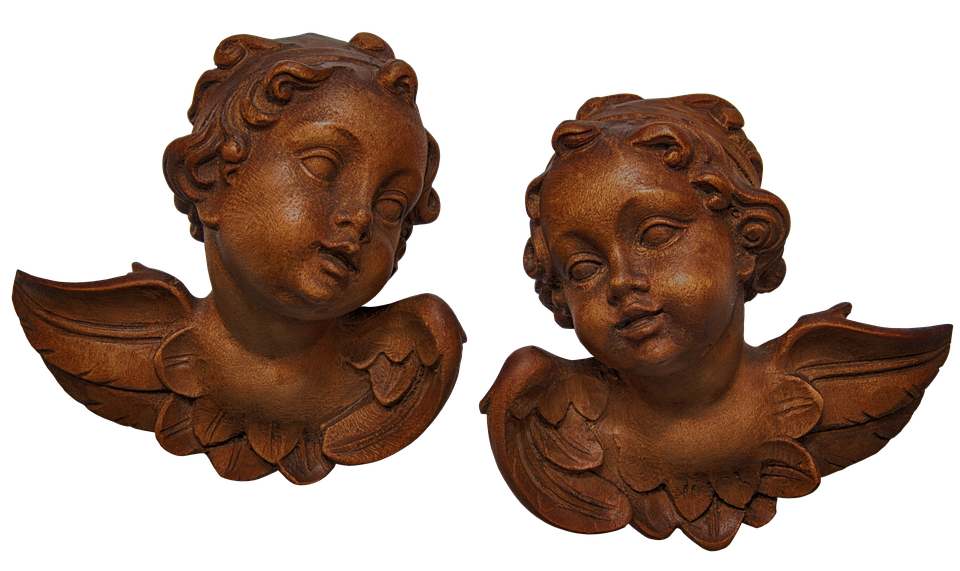 Pairof Wooden Angel Sculptures