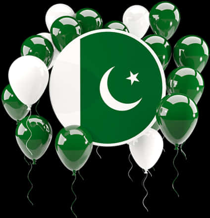 Pakistan Flag Balloons Celebration PNG with transparent background