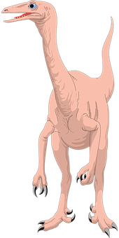 Pale Theropod Dinosaur Illustration PNG with transparent background