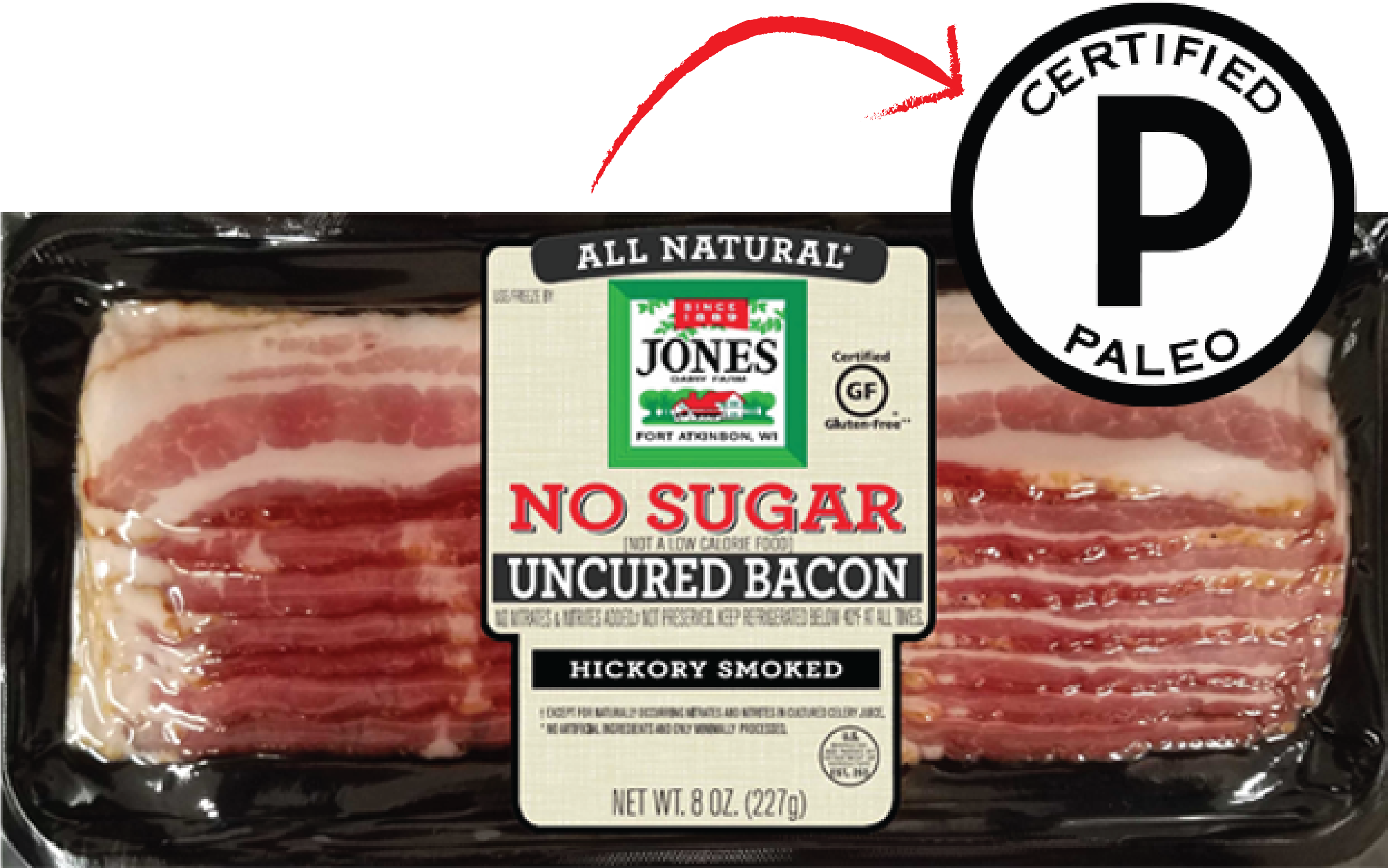 Paleo Certified No Sugar Uncured Bacon Package