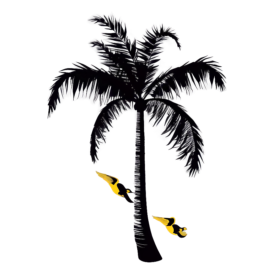 Palm Tree Silhouette With Birds Png Jdm14