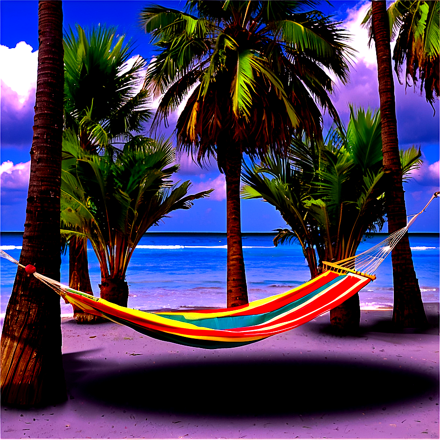 Palm Trees And Hammocks On Beach Png Gdg