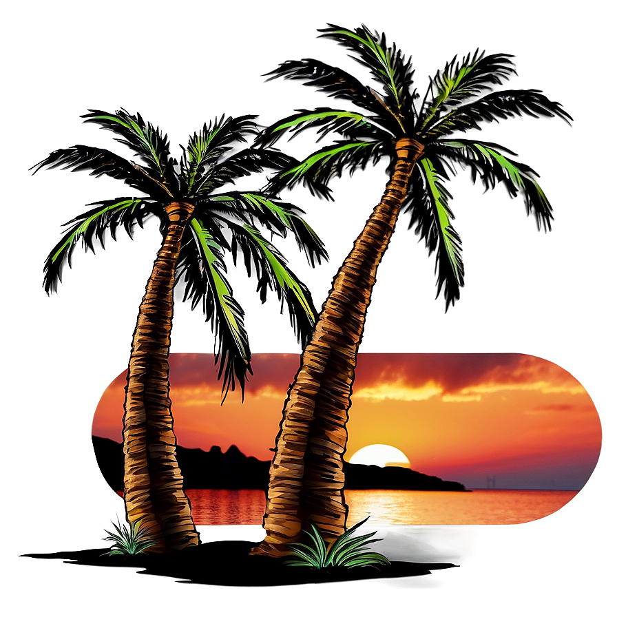 Palm Trees On Beach Sunset Png Fvy