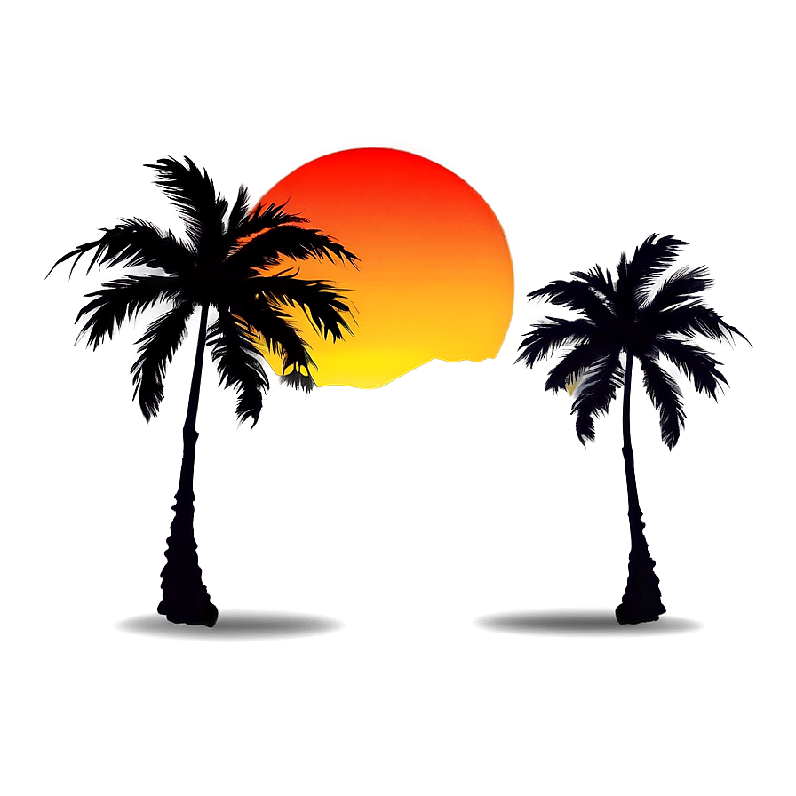 Palm Trees With Sunset Background Png 05042024