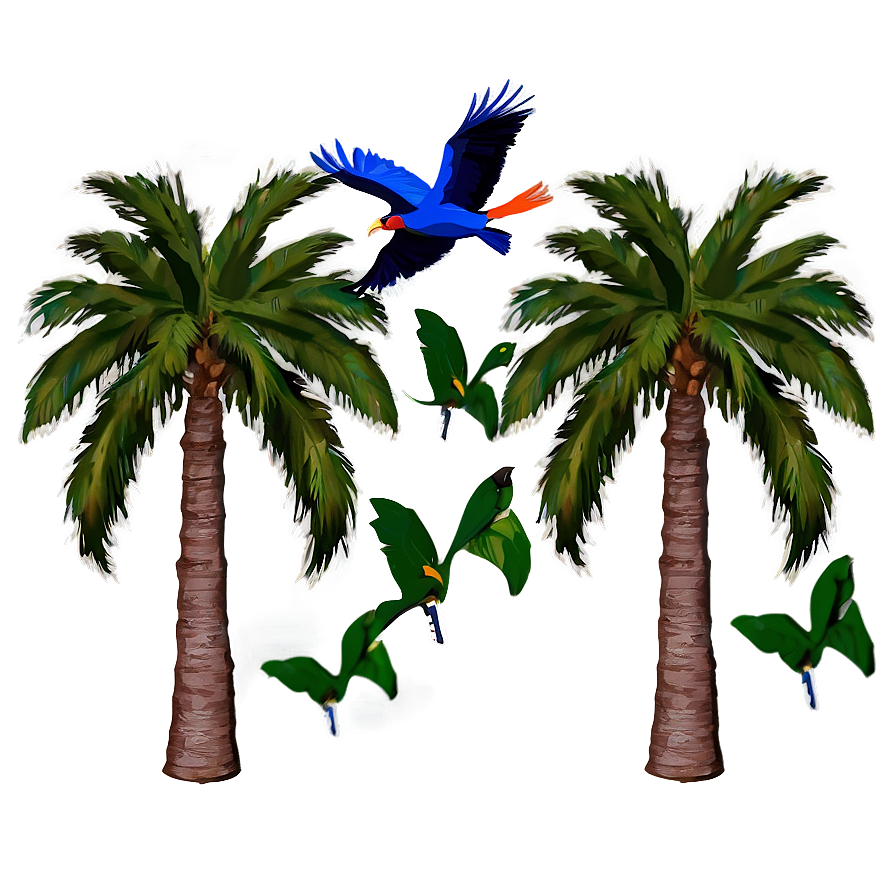 Palms With Birds Png Rge