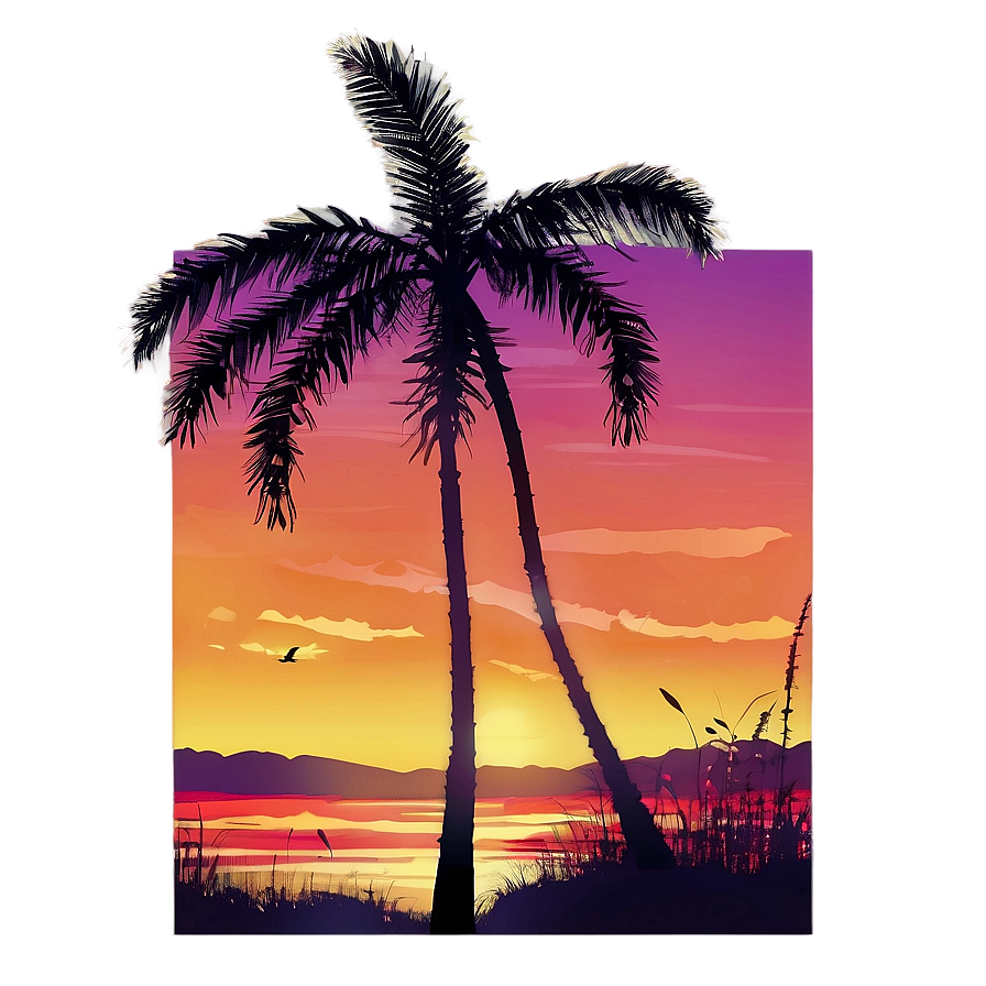 Palms With Sunset Colors Png Cya