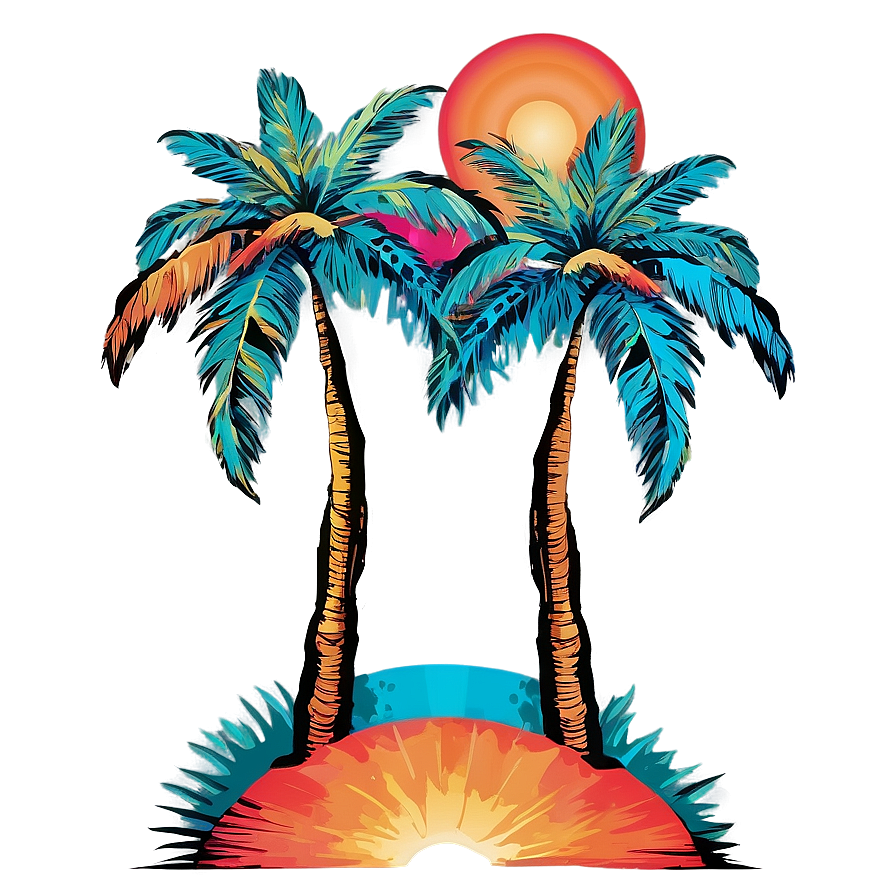 Palms With Sunset Colors Png Ojb