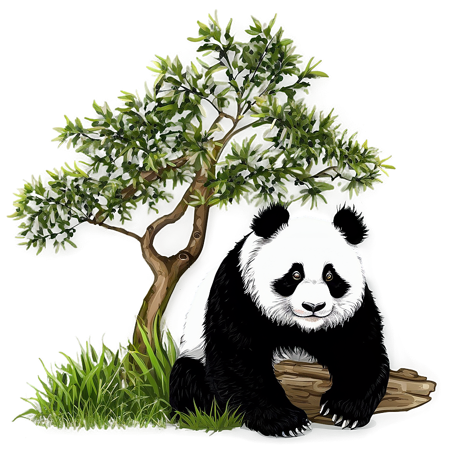 Panda In Nature Background Png Iaa61