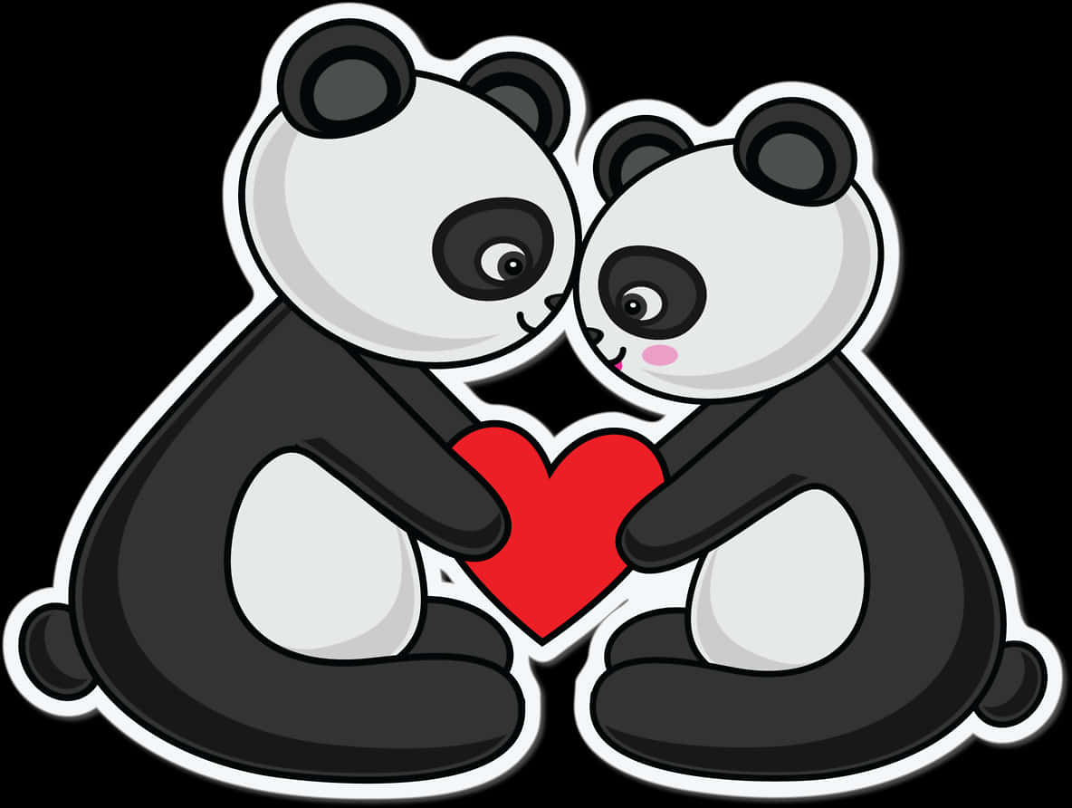 Panda Love Heart Illustration