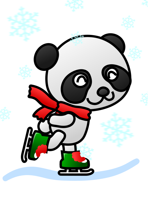 Panda Skating Winter Wonderland PNG with transparent background