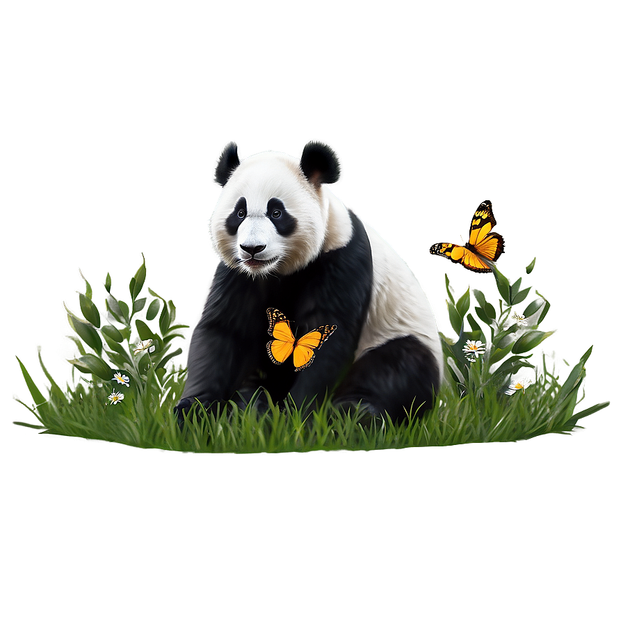 Panda With Butterfly Png Luu16