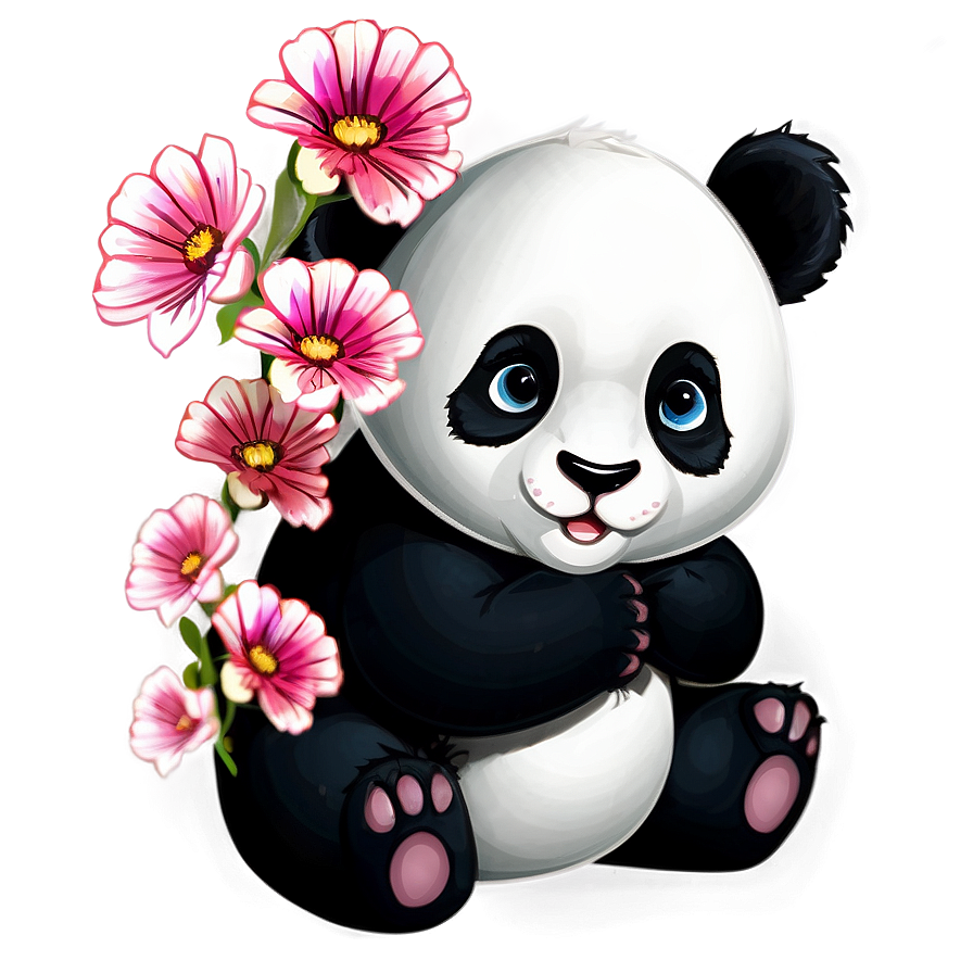 Panda With Flowers Png 05062024