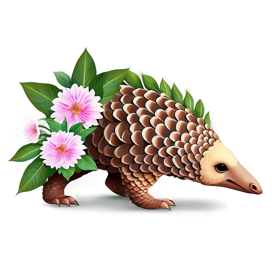 Pangolin With Flowers Png 06212024