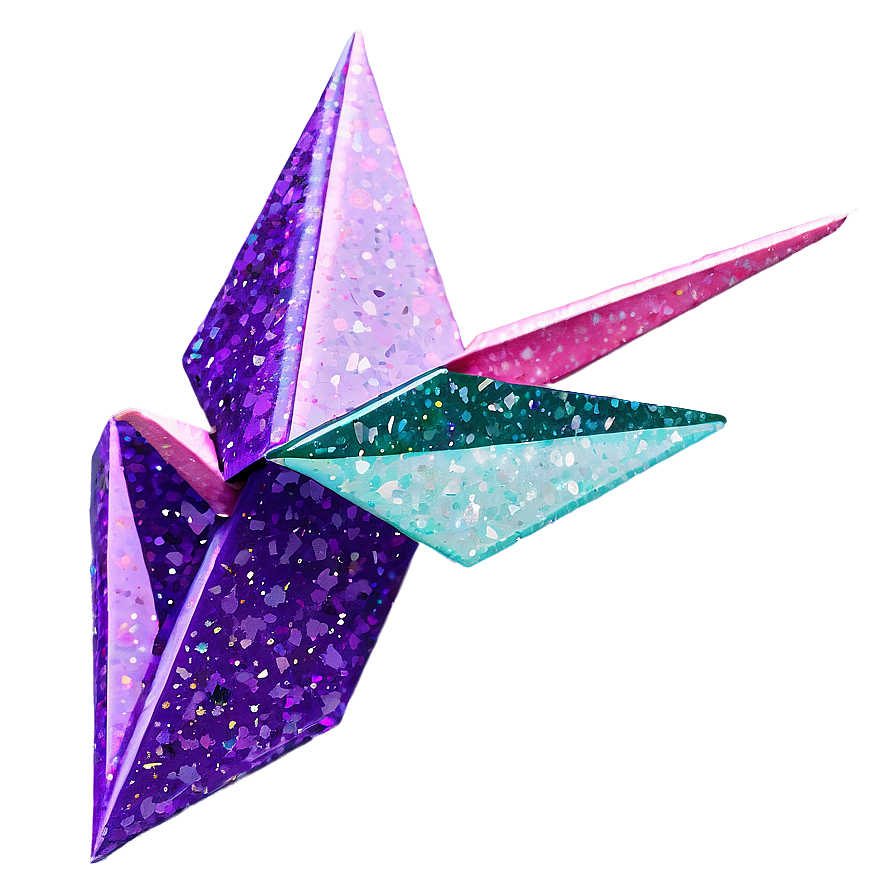 Paper Crane With Glitter Png Bgn