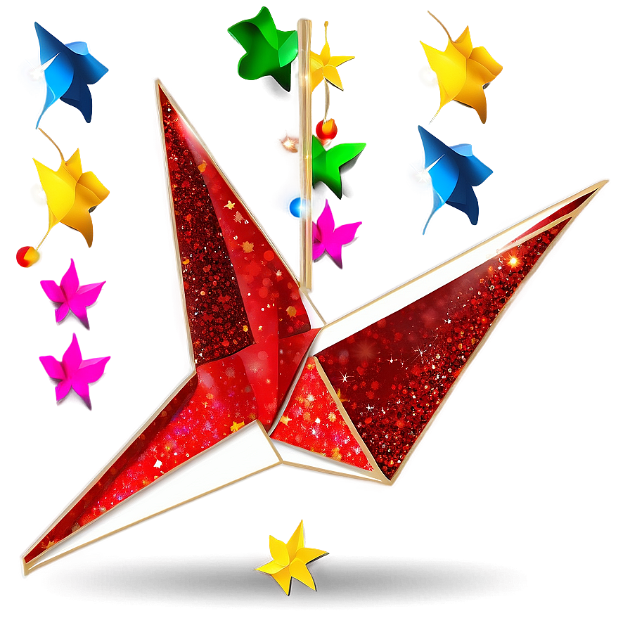 Paper Crane With Glitter Png Eit