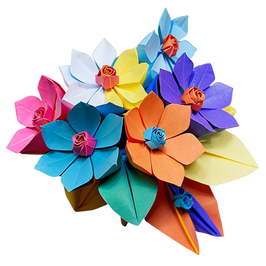 Paper Flower Origami Bouquet Png Cqi43