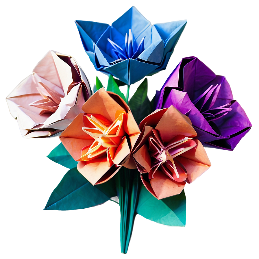 Paper Flower Origami Bouquet Png Xub72