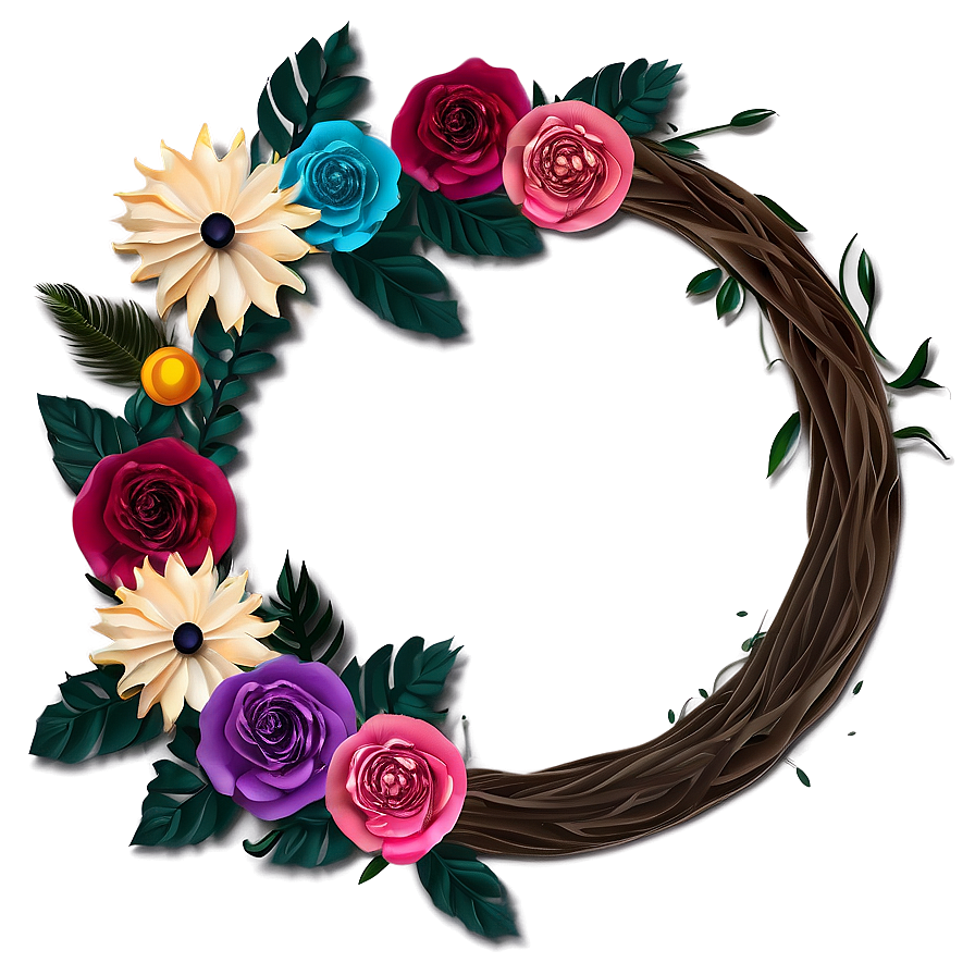 Paper Flower Wreath Png Dxm40