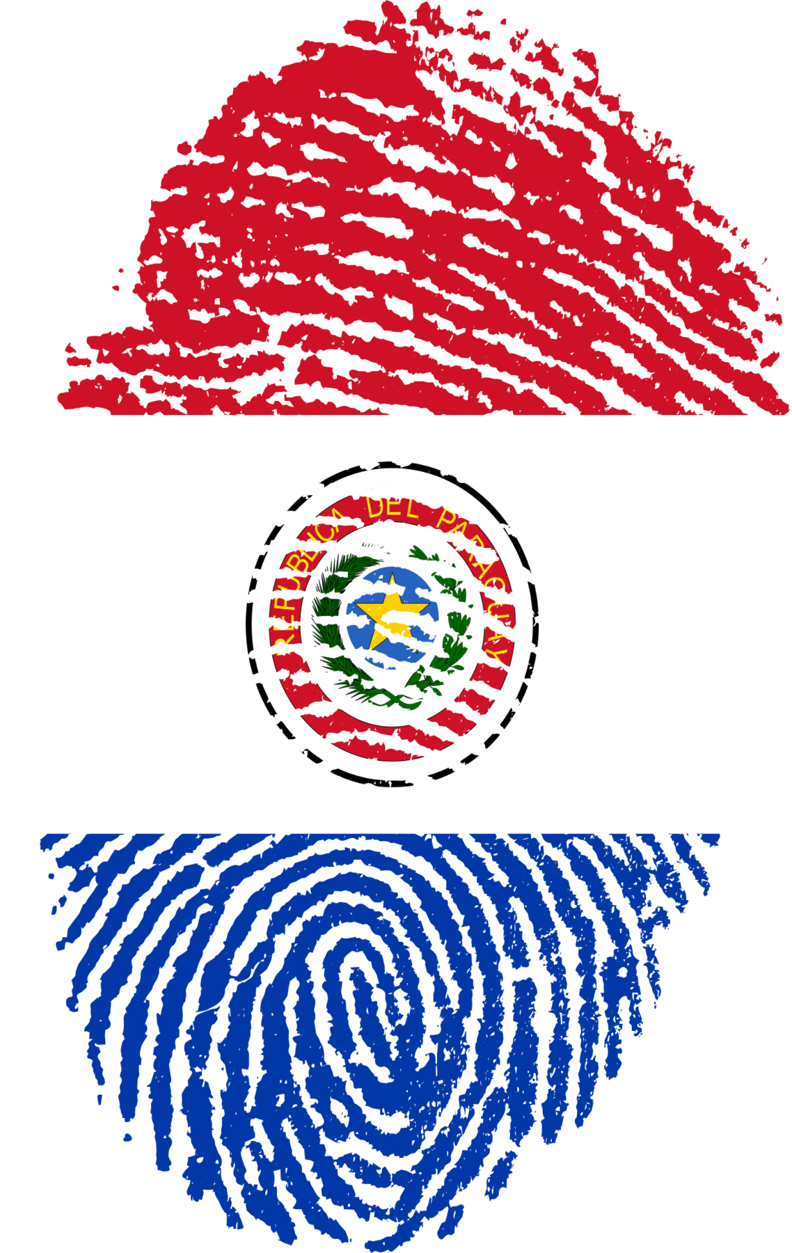Paraguay Flag Fingerprint Art PNG with transparent background